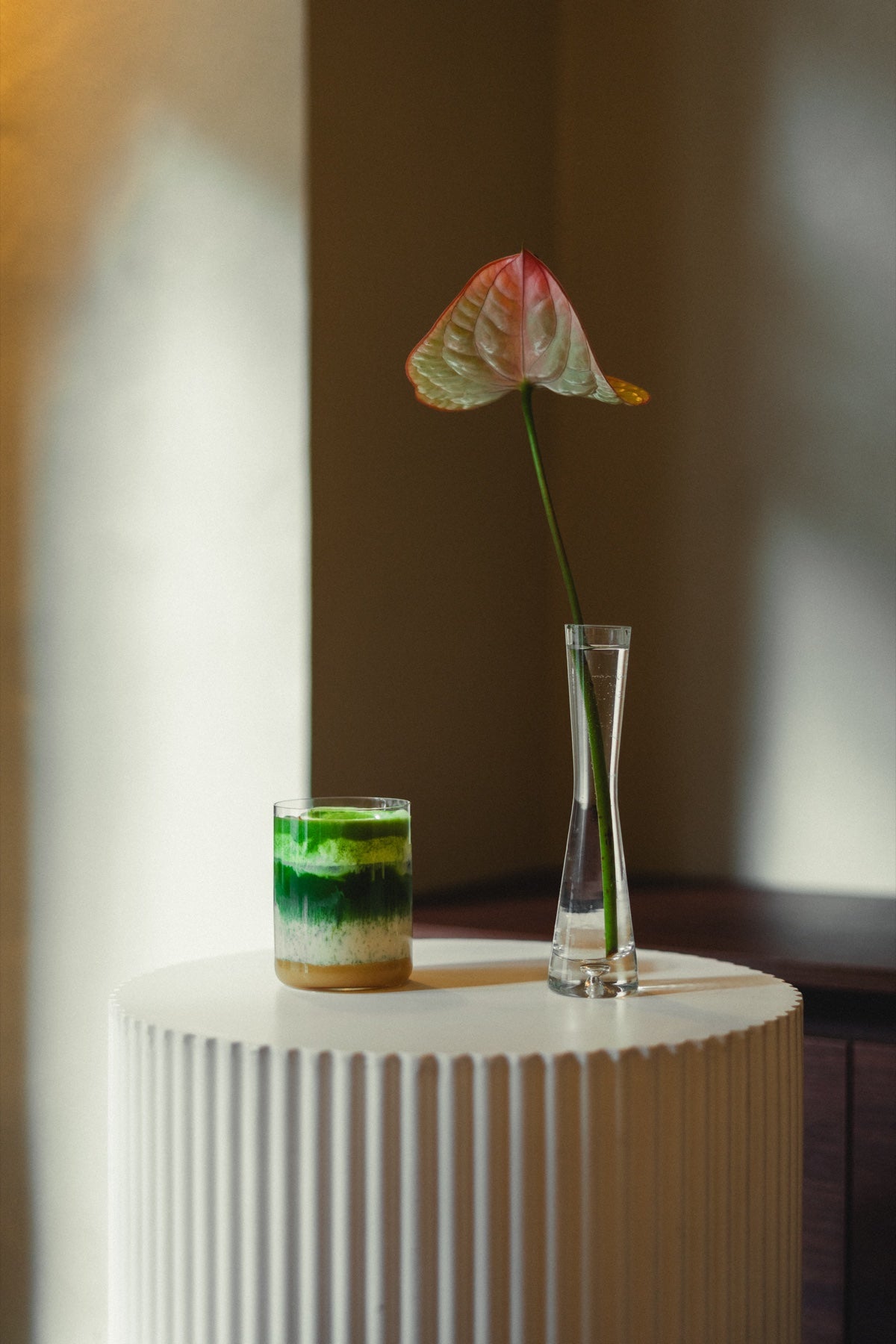 Anthurium a vrstvená matcha